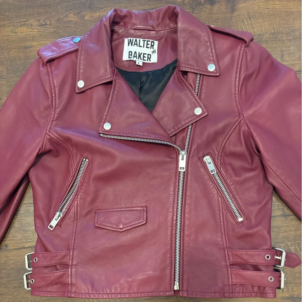 Walter Baker Lamb Leather Burgundy Jacket - Picture 3 of 11